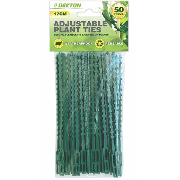 Dekton Green Adjustable Plant Ties 17cm 50 Pack