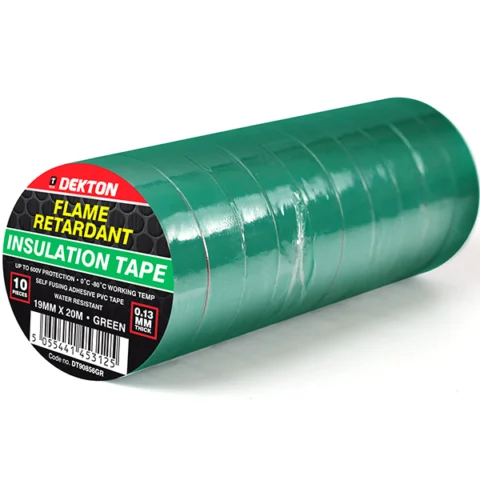 Dekton Green Fire Retardant Insulation Tape 19mm X 20m 10 Pack