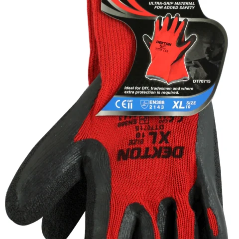 Dekton Heavy Duty Black/Red Latex Working Gloves Size 10 Xl