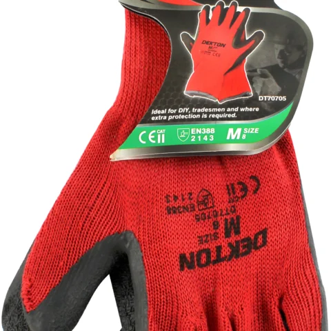 Dekton Heavy Duty Black/Red Latex Working Gloves Size 8 Medium