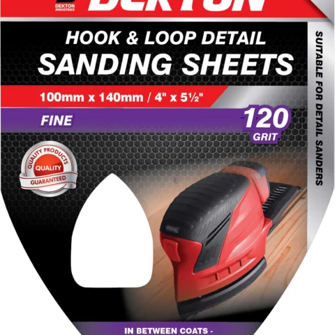 Dekton Hook & Loop Detail 120 Grit Sanding Sheets 100mm X 140mm 5 Pack