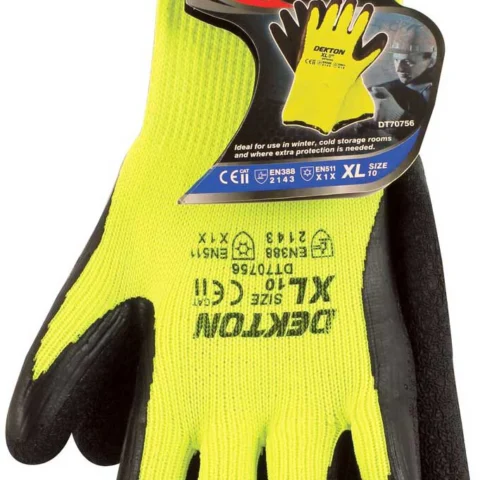 Dekton Insulated Gloves CE CAT 2 EN388, EN511 Black/ Hi Vis Green Latex 10/Xl