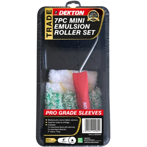 Dekton Mini Emulsion Paint Roller Set 4" 7pc