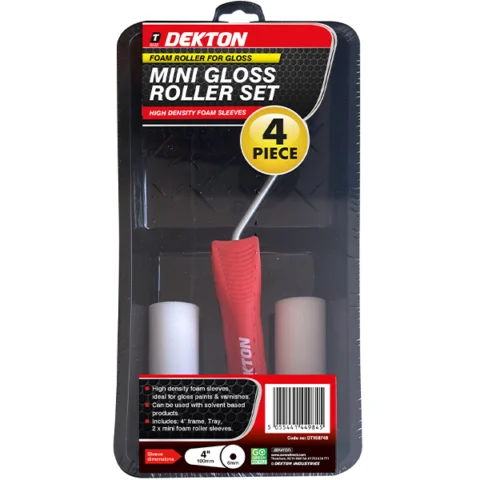 Dekton Mini Gloss Paint Roller Set 4" 4pc