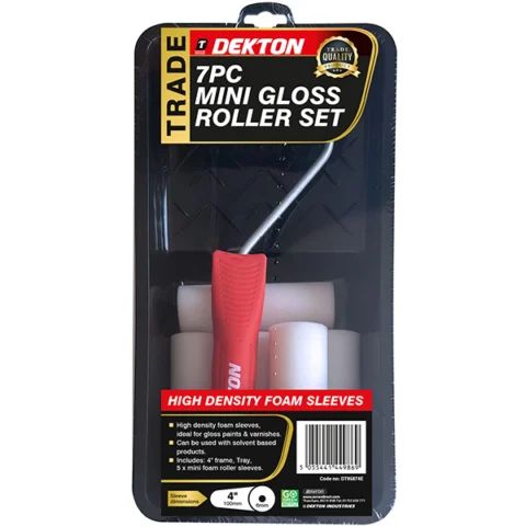 Dekton Mini Gloss Paint Roller Set 4" 7pc