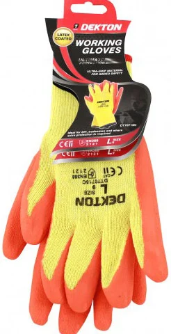 Dekton Orange/Cream Latex Working Gloves Size 9 Large