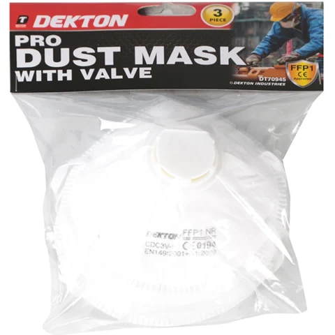 Dekton Pro Dust Mask With Valve 3pc