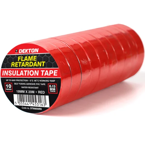 Dekton Red Flame Retardant Insulation Tape 19mm X 20m 10 Pack