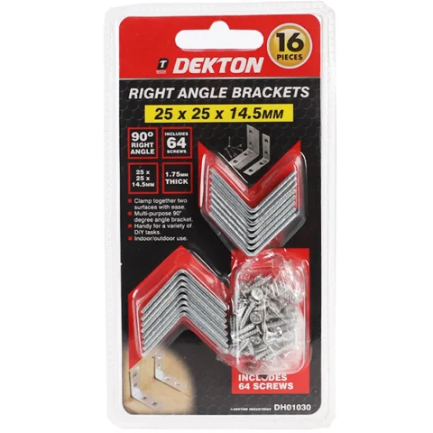 Dekton Right Angle Brackets 25mm X 25mm X 14.5mm 16 Pack