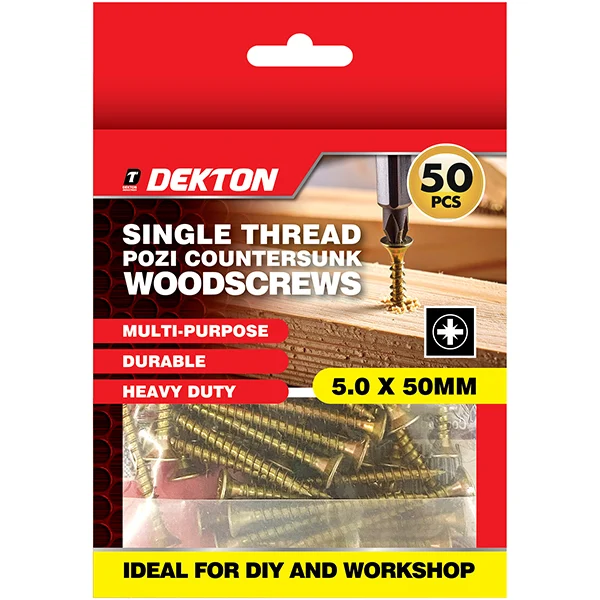 Dekton Single Thread Pozi Countersunk Wood Screws 5.0 X 50mm 50 Pack
