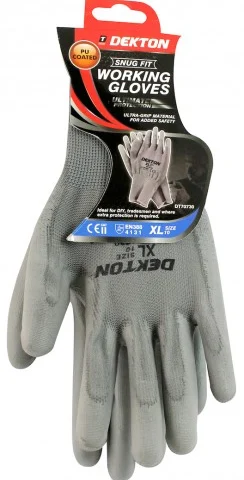 Dekton Snug Fit PU-Coated Grey Working Gloves Size 10 Xl