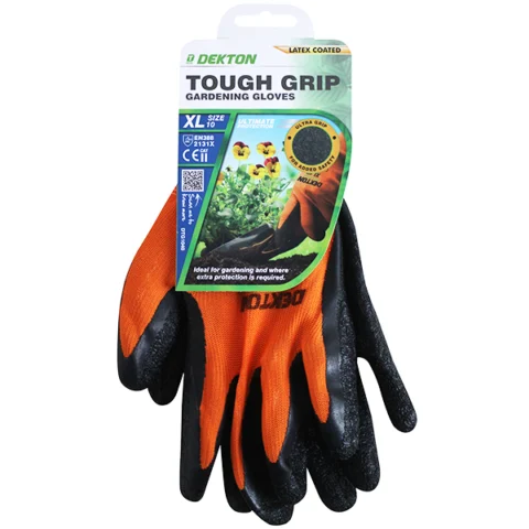 Dekton Tough Grip Latex Coated Gardening Gloves 10/XL