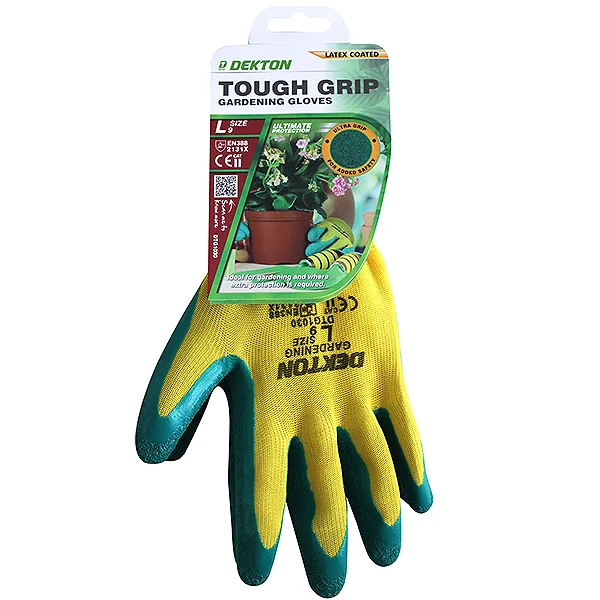 Dekton Tough Grip Latex Coated Gardening Gloves 9/Large