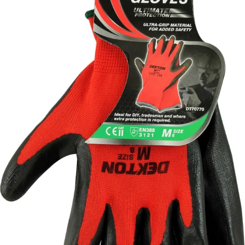 Dekton Ultra Grip Working Gloves Black/Red Nitrile 8/m