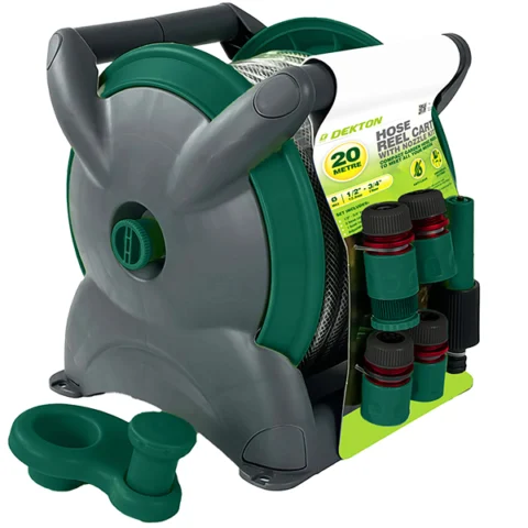 Dekton Universal Hose Reel Cart with Nozzle Kit 20m