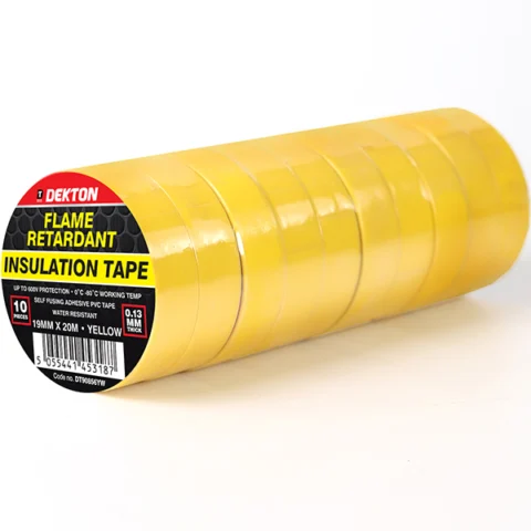 Dekton Yellow Flame Retardant Insulation Tape 19mm X 20m 10 Pack