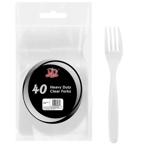 Deluxe Disposable Heavy Duty Clear Forks 40 Pack