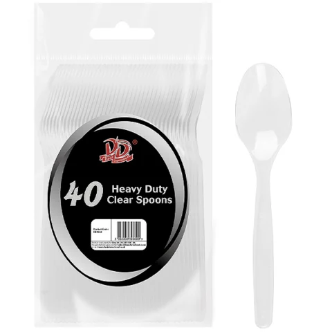 Deluxe Disposable Heavy Duty Clear Spoons 40 Pack