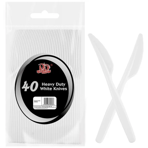 Deluxe Disposable Heavy Duty White Knives 40 Pack