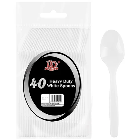 Deluxe Disposable Heavy Duty White Spoons 40 Pack