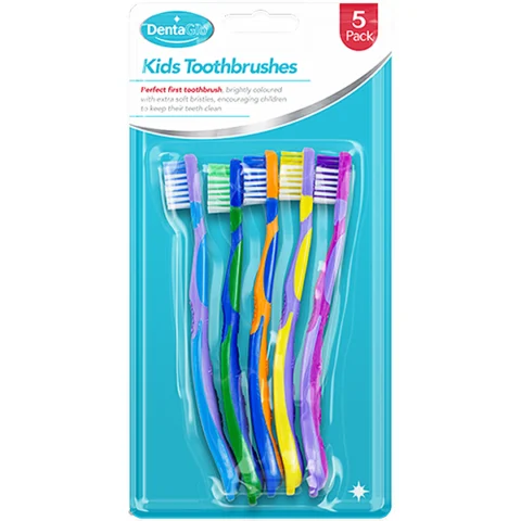 Dentaglo Assorted Colour Kids Toothbrushes 5 Pack
