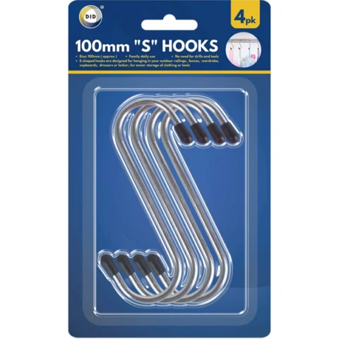 DID 100mm "S" Hooks 4 Pack