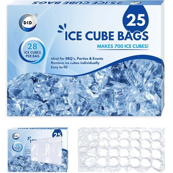 DID 28-Cavity Ice Cube Bags 25 Pack