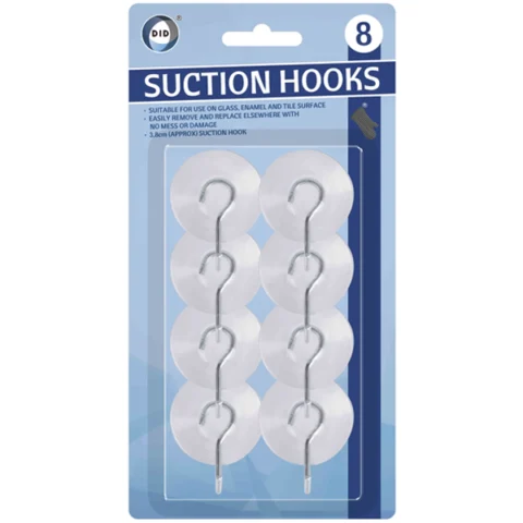 DID 3.8cm Suction Hooks 8 Pack