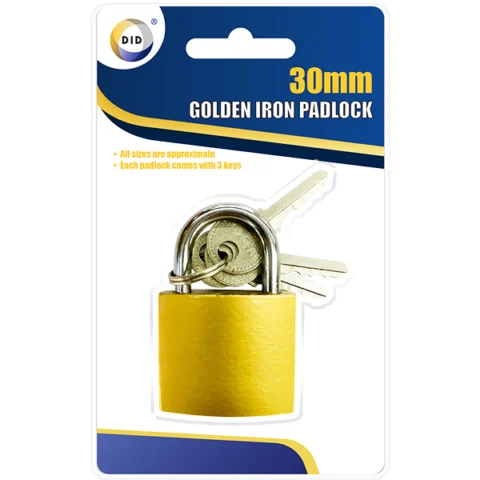 DID 30mm Golden Iron Padlock With 3 Keys