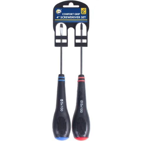 DID 4" Flat & Philips Comfort Grip Screwdriver Set 2pc