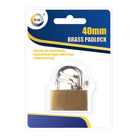 DID 40mm Brass Padlock With 3 Keys