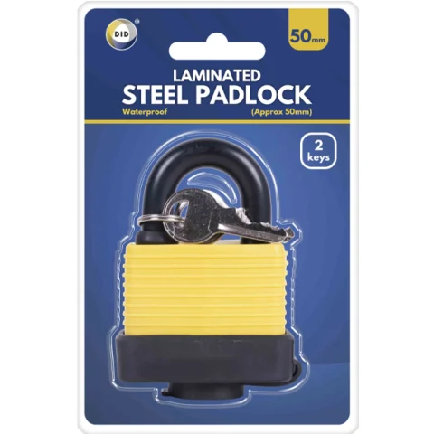 DID 50mm Laminated Steel Waterproof Padlock with 2 Keys Set