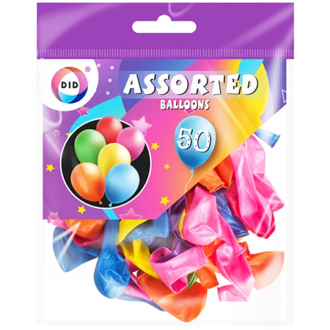 DID Assorted Balloons 50 Pack