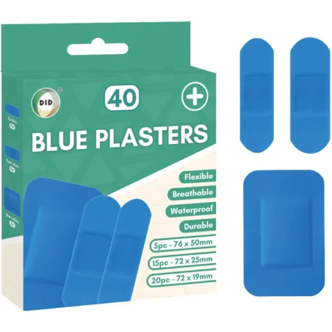 DID Assorted Breathable Waterproof Blue Plasters 40 Pack