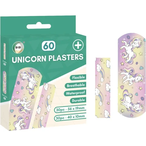 DID Assorted Breathable Waterproof Unicorn Plasters 60 Pack