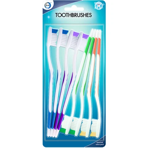 DID Assorted Colour Adult Toothbrushes 8 Pack