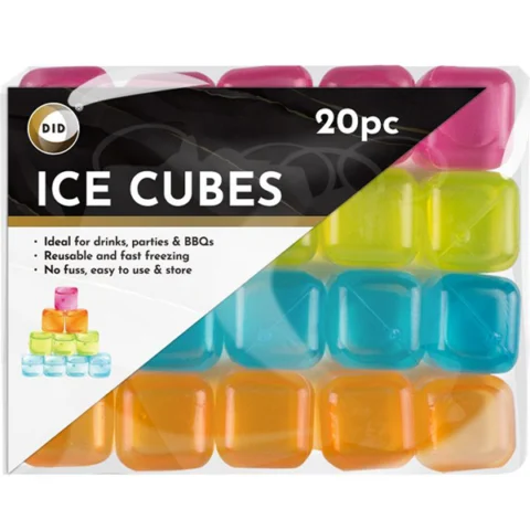 DID Assorted Colour Reusable Ice Cubes 20 Pack