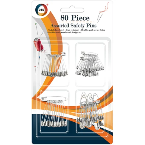 DID Assorted Safety Pins 80pc