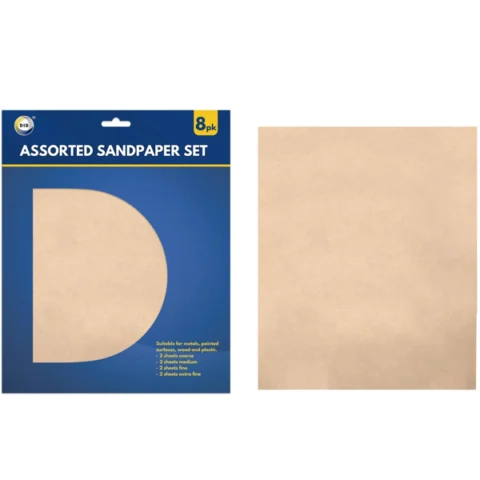 DID Assorted Sandpaper Set 23cm X 28cm 8 Pack