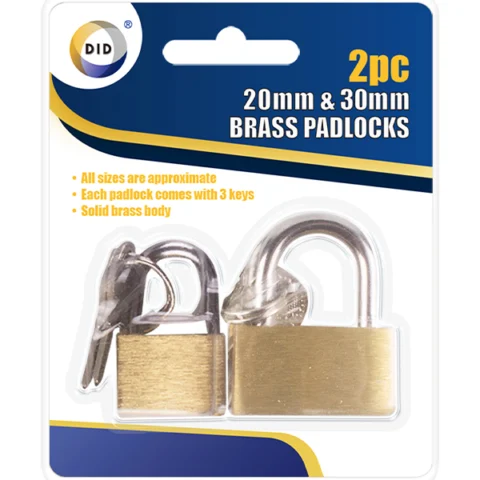 DID Assorted Solid Brass Padlocks 2pc