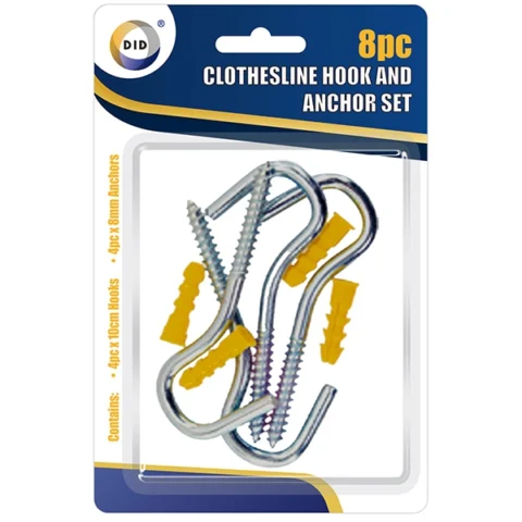 DID Clothesline Hook & Anchor Set 8pc