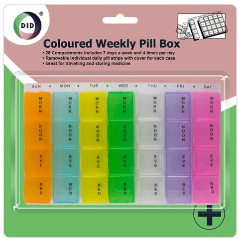 DID Coloured Weekly Pill Box