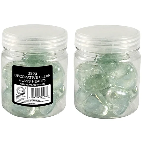 DID Decorative Clear Glass Hearts 250g