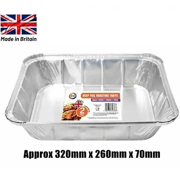 DID Deep Foil Roasting Trays 2 Pack 32cm X 26cm X 7cm