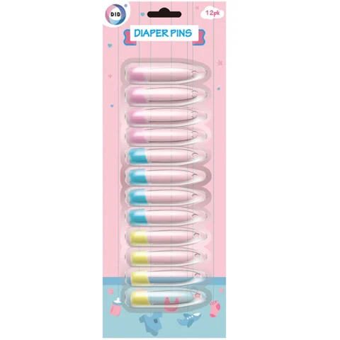 DID Diaper Pins Assorted Colours 12 Pack