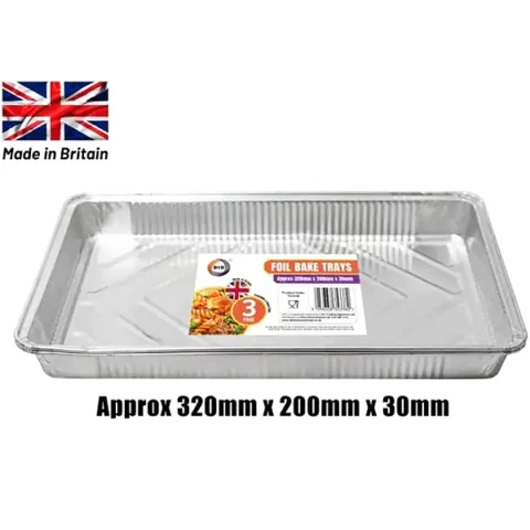 DID Foil Bake Trays 3 Pack 32cm X 20cm X 3cm