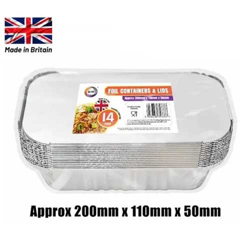DID Foil Containers & Lids 14 Pack 20cm X 11cm X 5cm