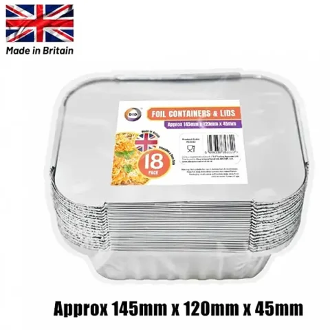 DID Foil Containers & Lids 18 Pack 14.5cm X 12cm X 4.5cm