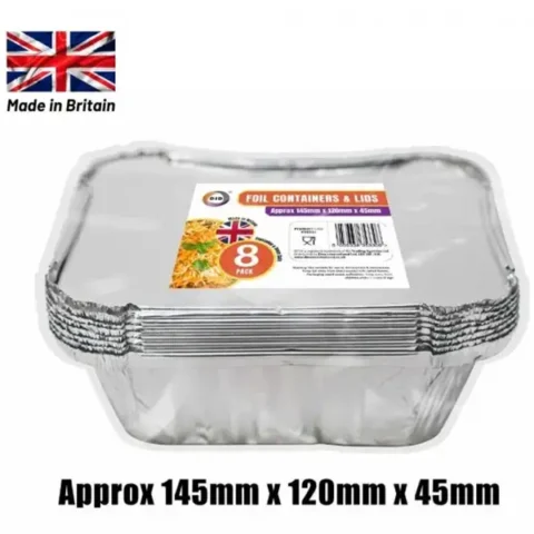 DID Foil Containers & Lids 8 Pack 14.5cm X 12cm X 4.5cm