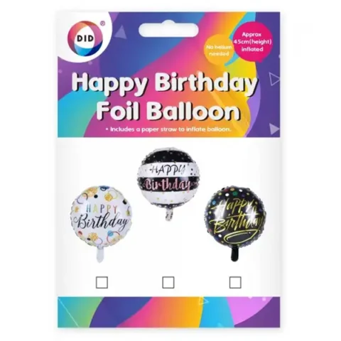 DID Giant Happy Birthday Foil Balloon 45cm Assorted